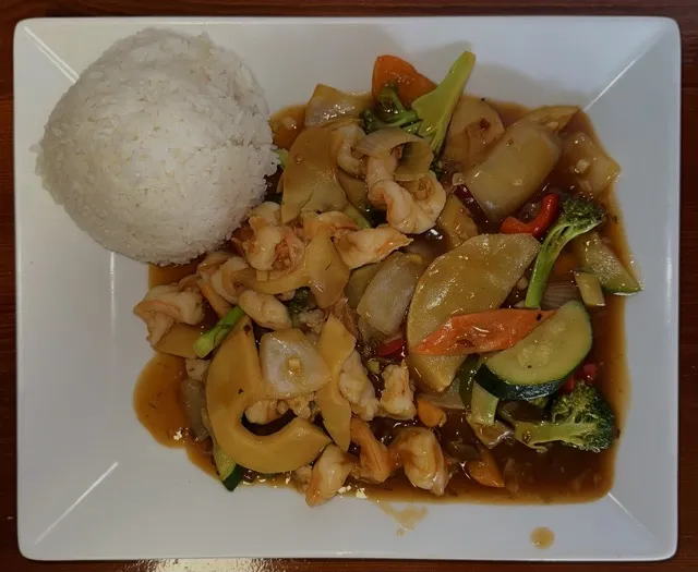 Pikante-Soße mit Garnelen